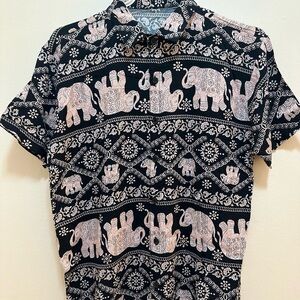 Men's Black Elephant Print Shirt